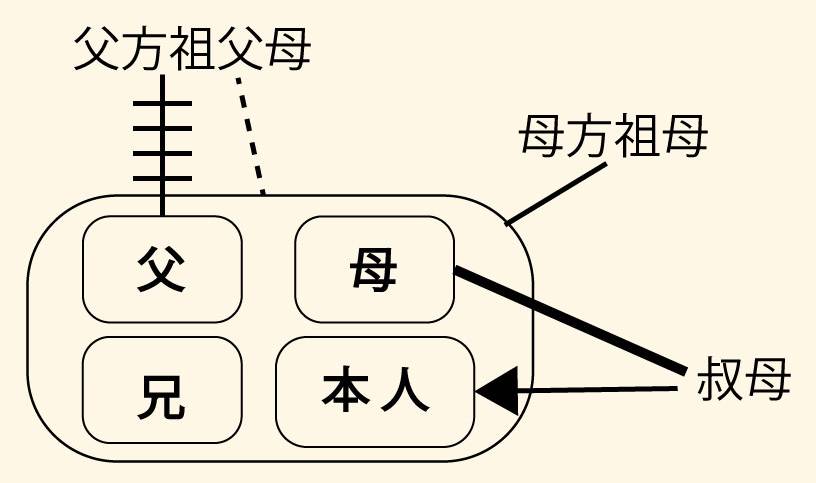 エコマップを使用した家族関係のサンプル