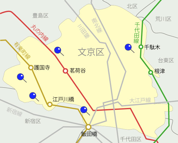 文京区内の保育園地図